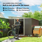 11.3 x 9.2ft Steel Garden Shed Metal Tool House Double Doors & 2 Air Vents, Grey