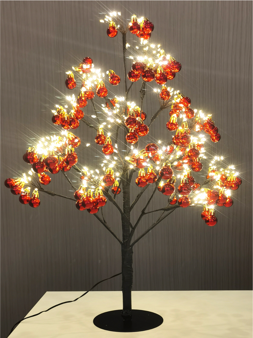 Pre-Lit Illuminated Red Bauble Christmas Tree
