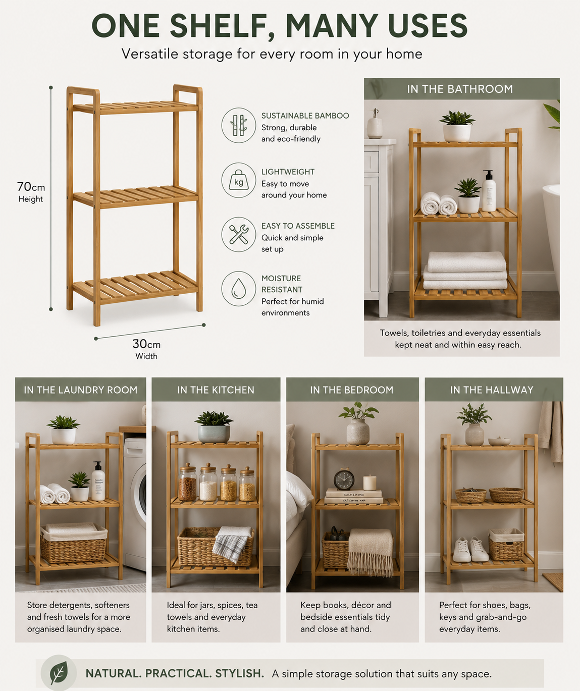 3 Tier Bamboo Storage Shelf