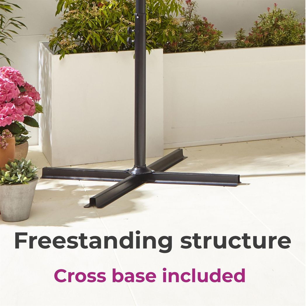 Neo 3M Grey Outdoor Freestanding Parasol with Led Lights