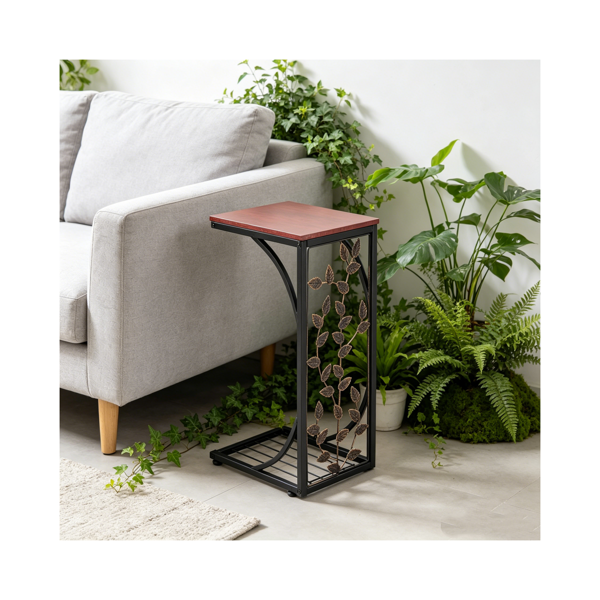 cortex-london-windsor-leaf-pattern-iron-coffee-side-table-brown