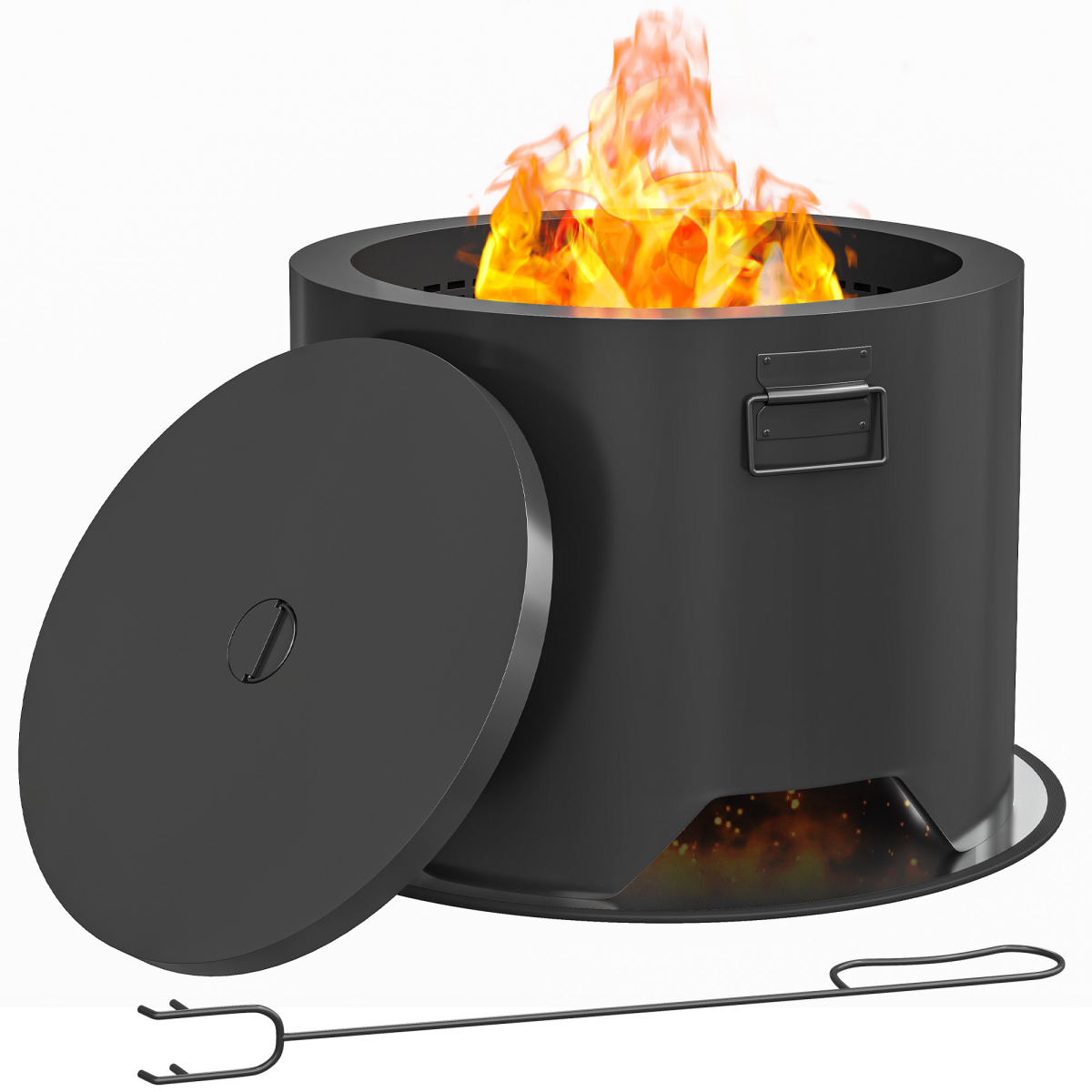cortex-london-windsor-round-wood-burning-fire-pit-black-with-lid-and-poker