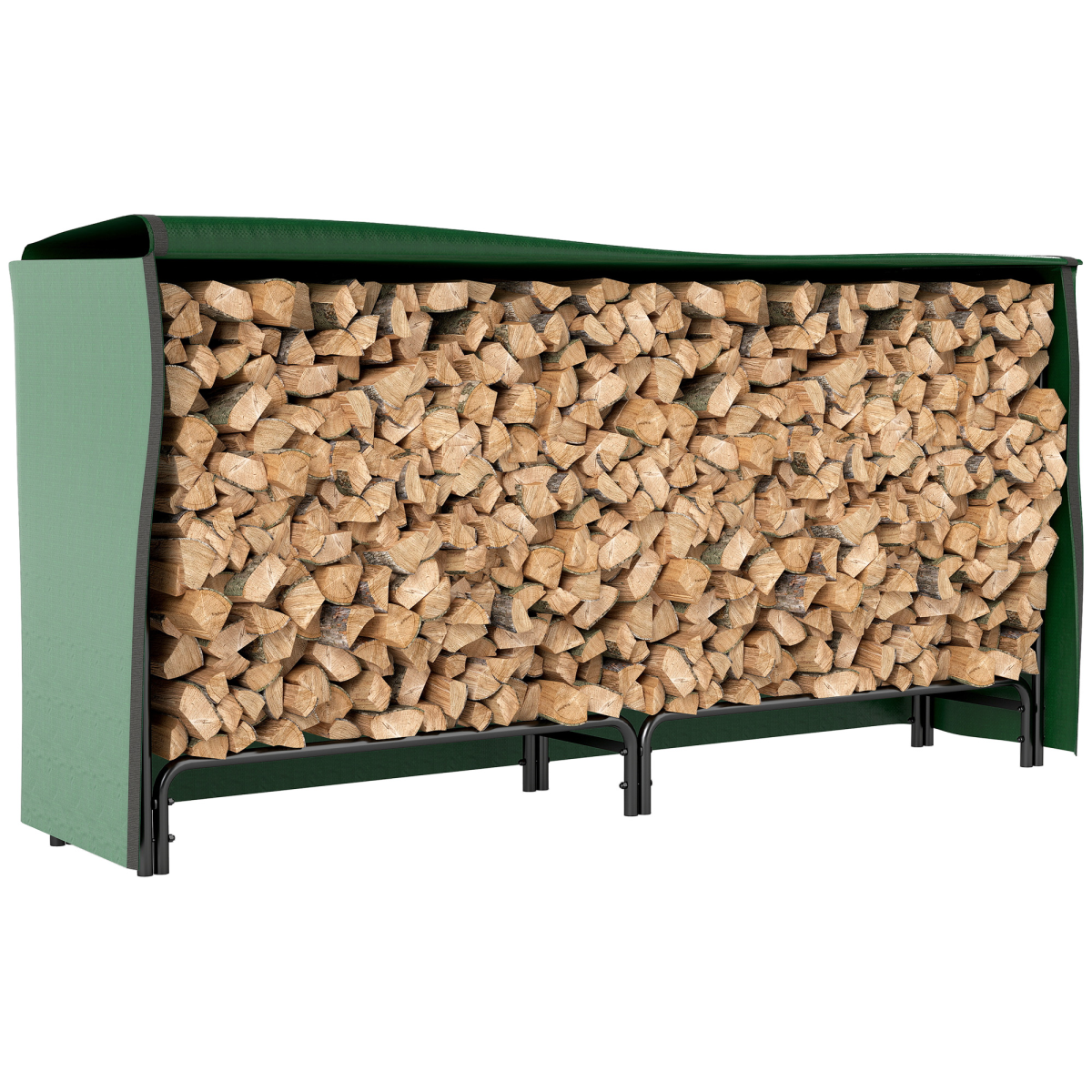 Robin Metal Firewood Rack, Log Holder, 200 x 36 x 99 cm, Dark Green