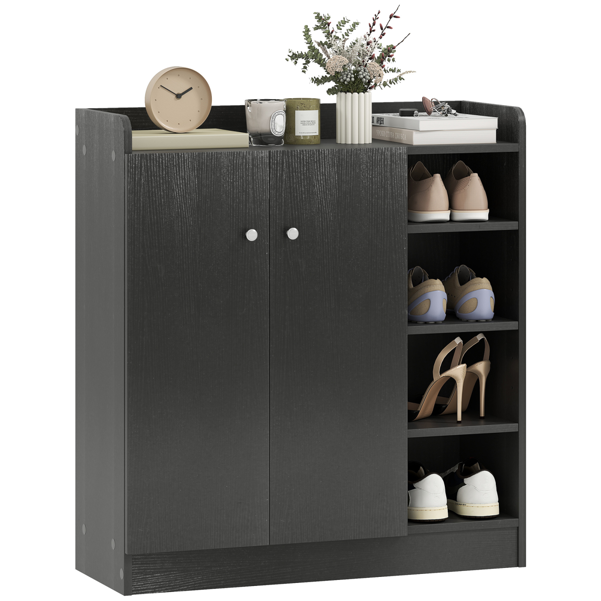 cortex-london-windsor-black-shoe-storage-cabinet-adjustable-shelves
