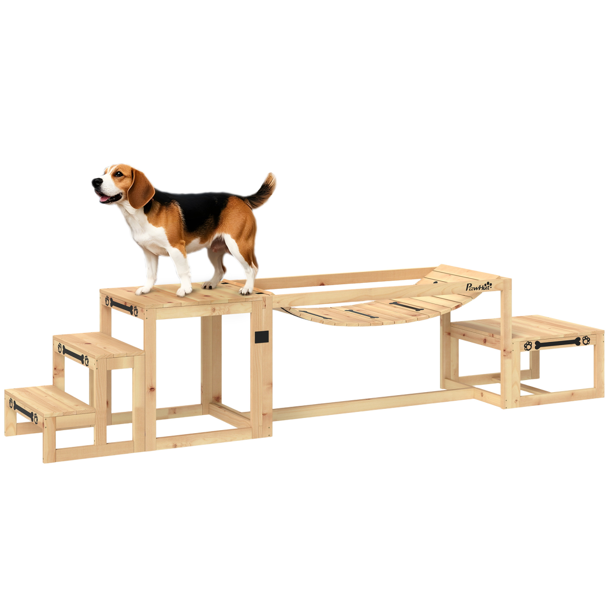 PawHut 3 Pieces Wooden Dog Agility Training Equipment, Natural Wood