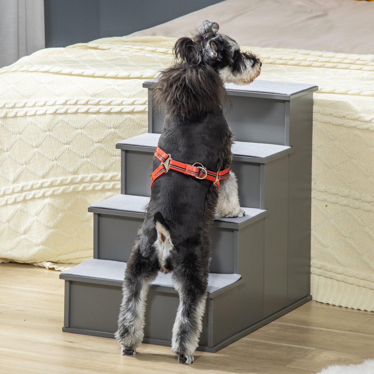 cortex-london-windsor-grey-four-step-pet-stairs-soft-plush