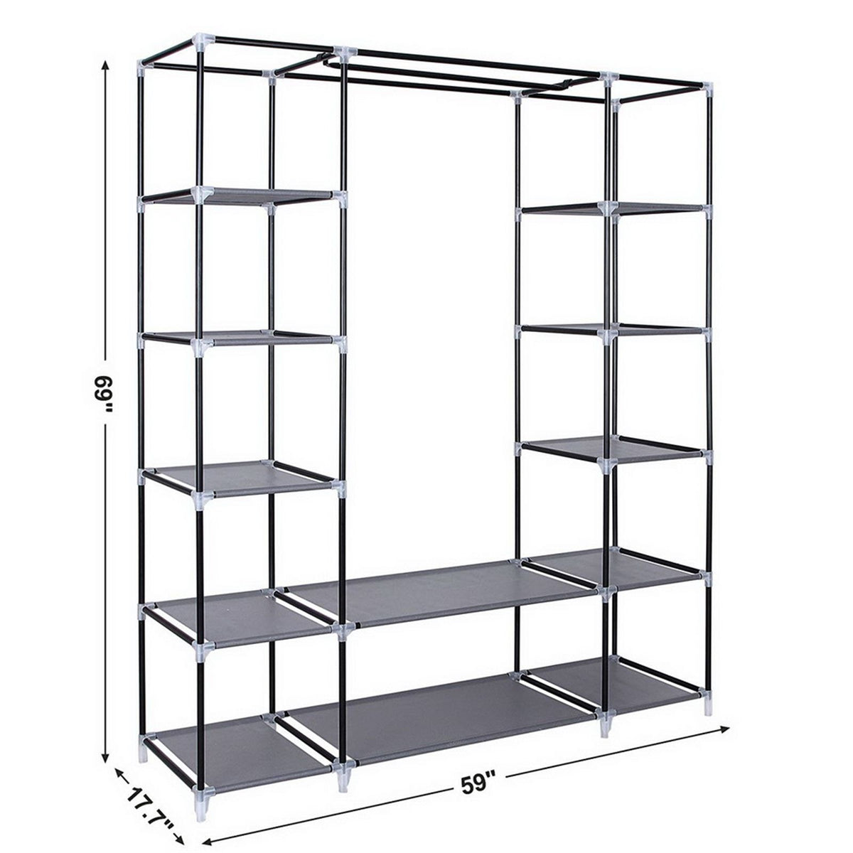 cortex-london-windsor-69-portable-clothes-wardrobe-12-shelves-gray