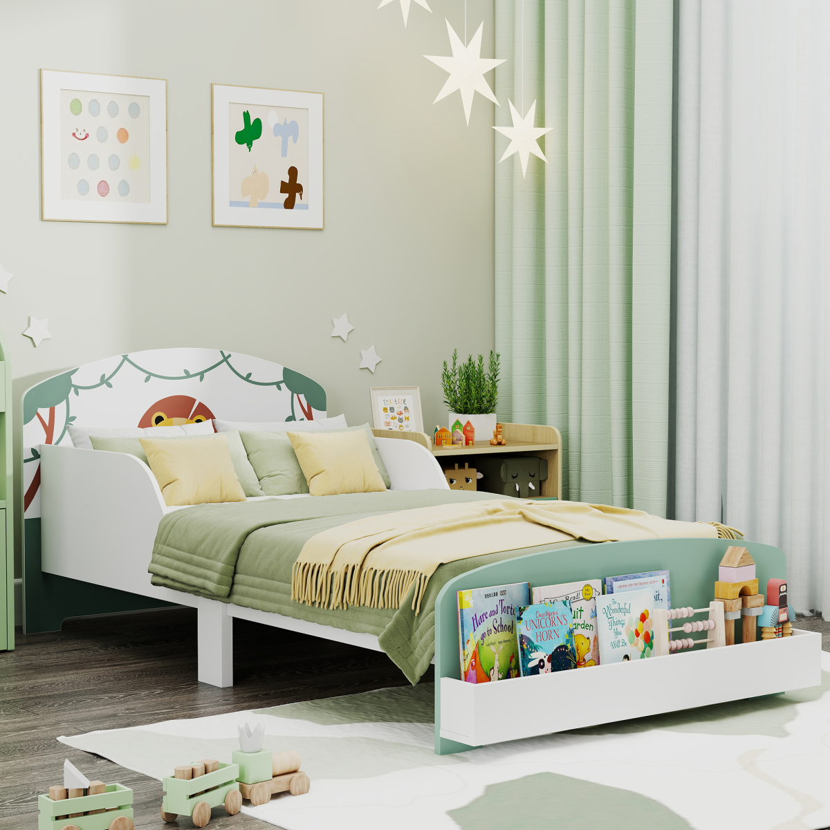 cortex-london-windsor-lion-toddler-bed-with-storage-green