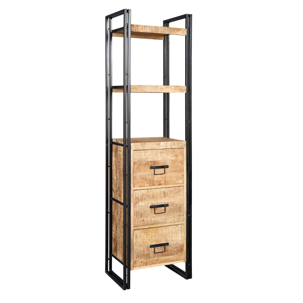 cortex-london-cosmo-industrial-slim-bookcase-solid-mango-wood-reclaimed-industrial-metal