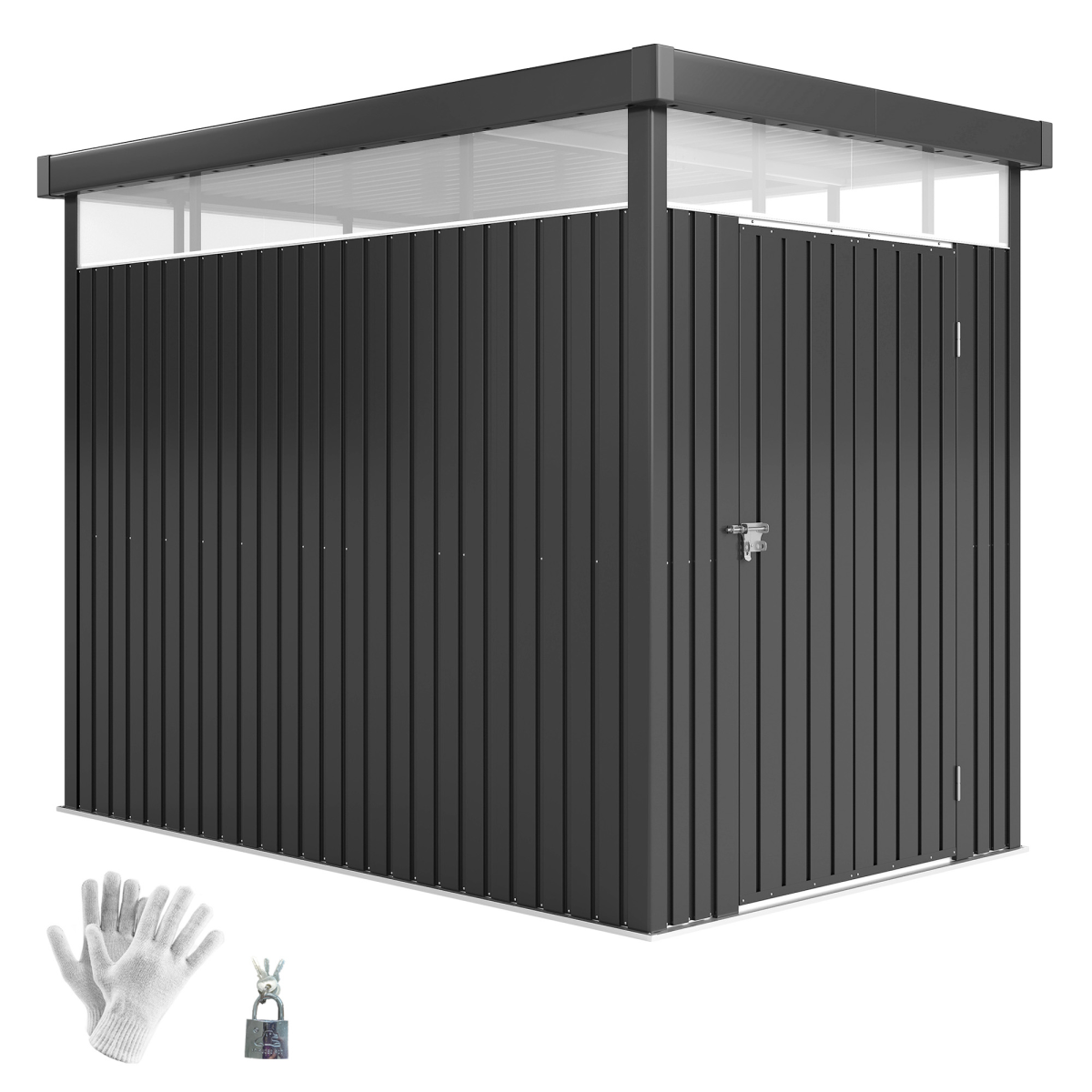 cortex-london-windsor-outsunny-galvanised-steel-garden-shed-with-acrylic-roof-windows-dark-grey