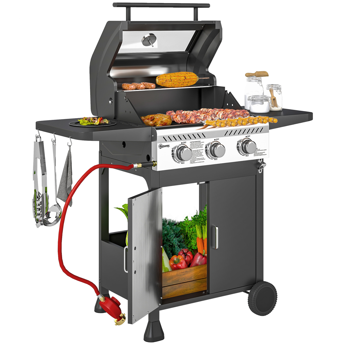 cortex-london-windsor-three-burner-propane-gas-bbq-grill-black-silver-tone