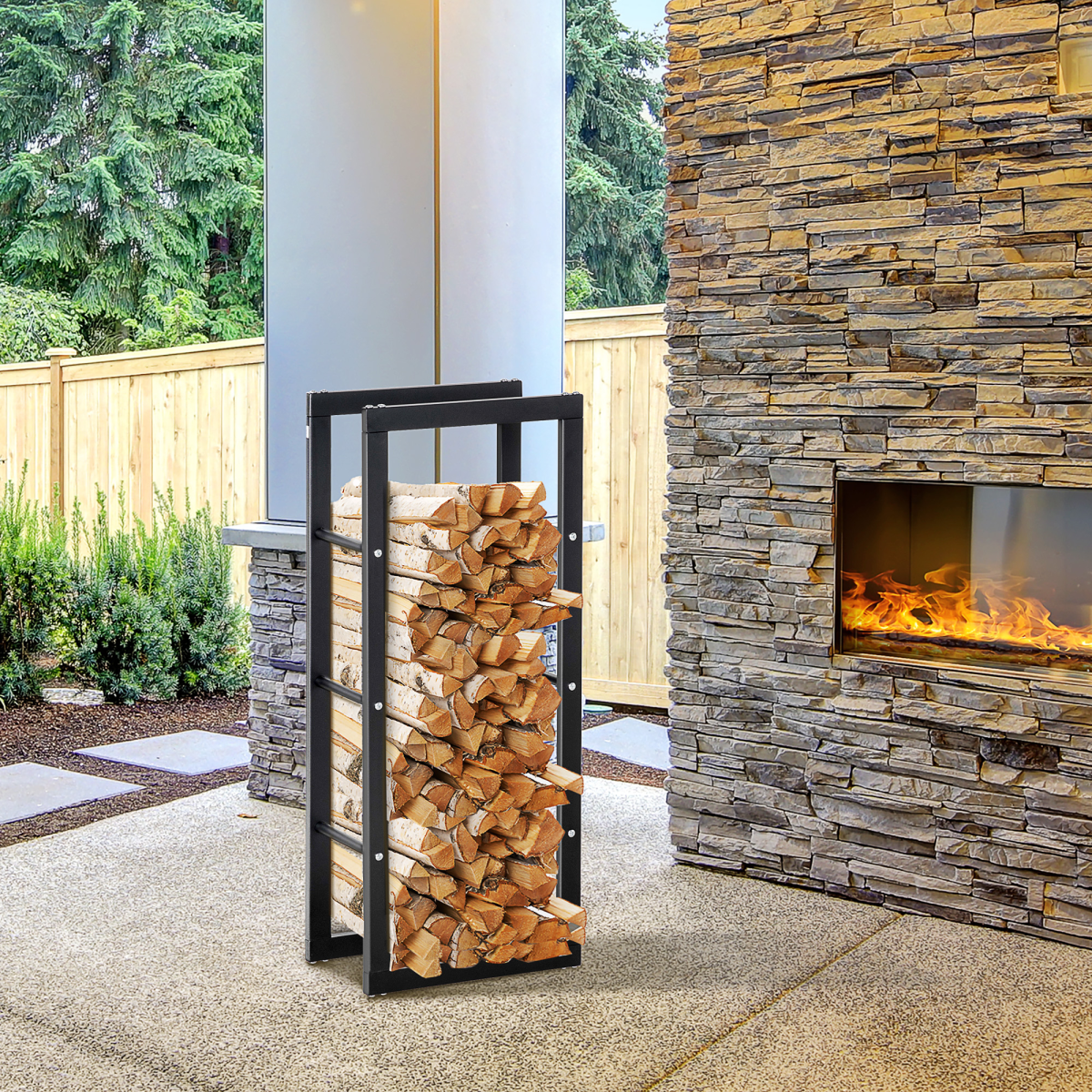 Robin Metal Rust-Resistant Firewood Log Rack Black