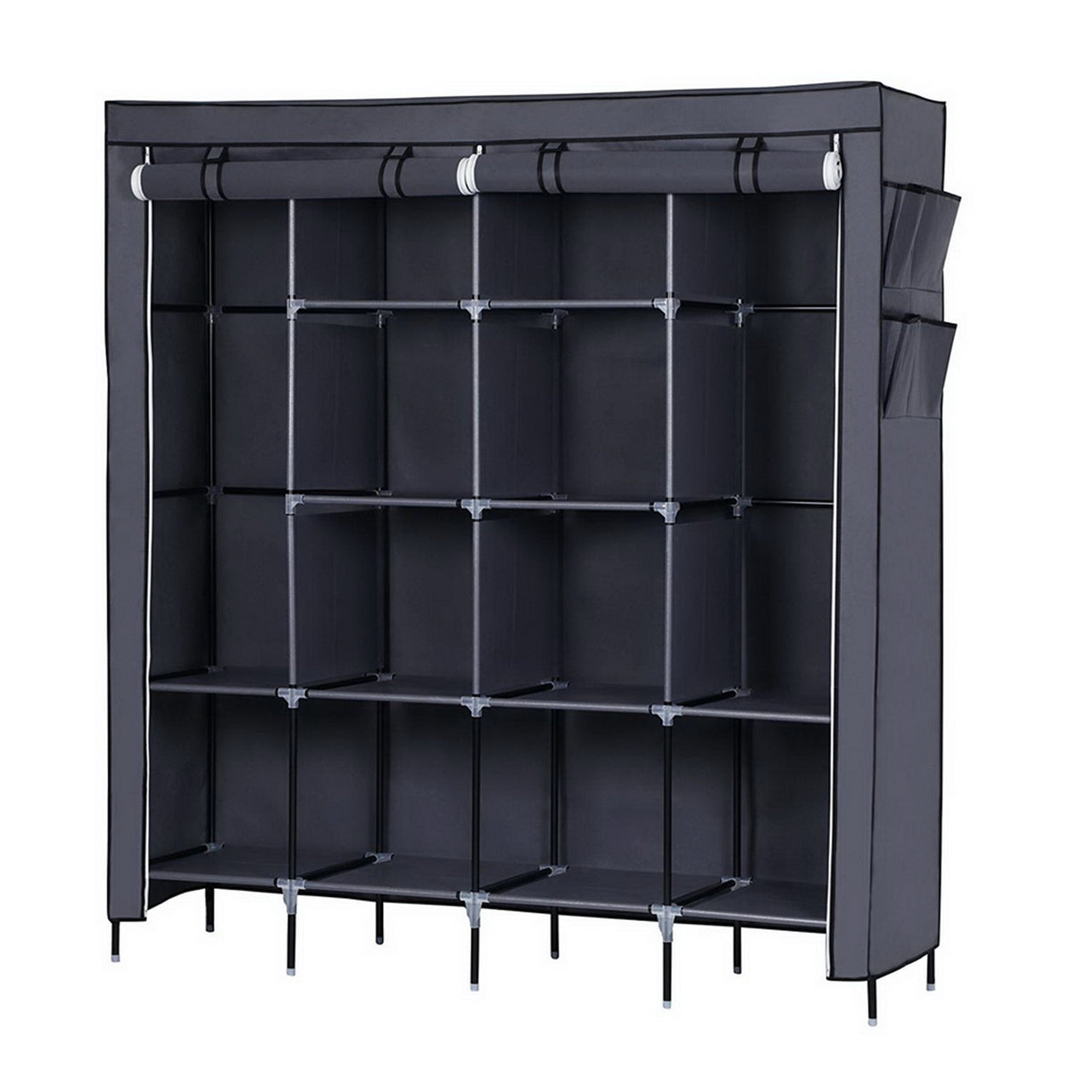 cortex-london-windsor-grey-portable-wardrobe-12-shelf-clothes-storage