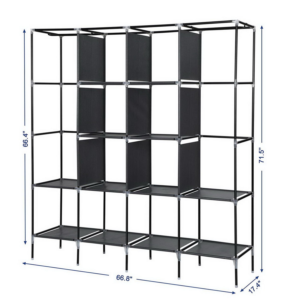cortex-london-windsor-grey-portable-wardrobe-12-shelf-clothes-storage