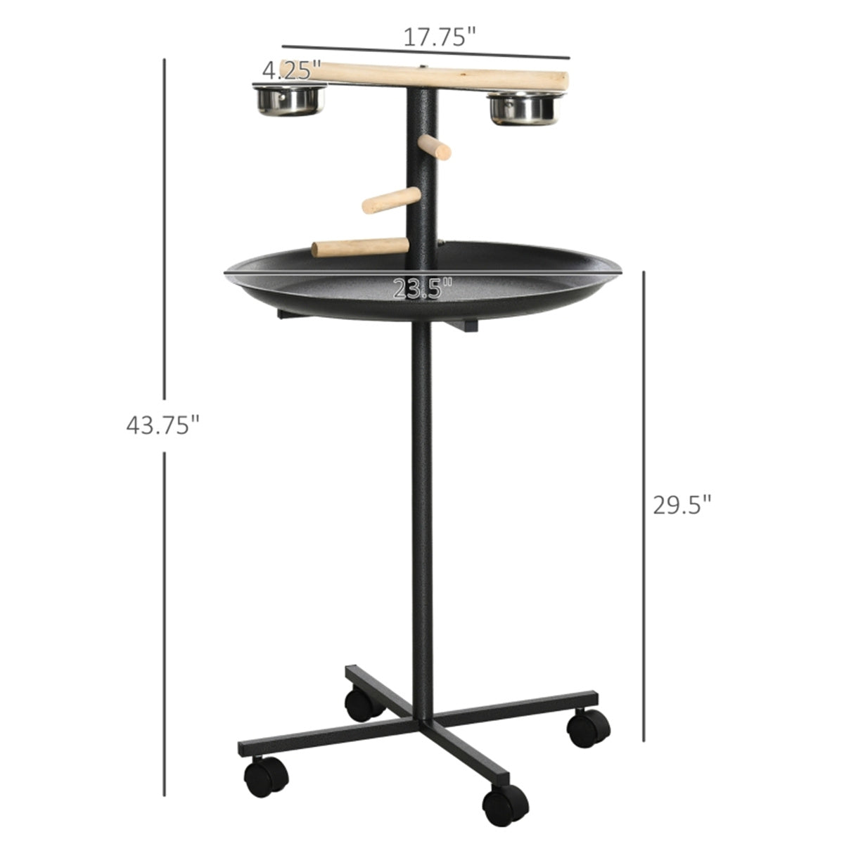 cortex-london-windsor-bird-feeding-stand-grey-stainless-steel-bowls-wood-perch