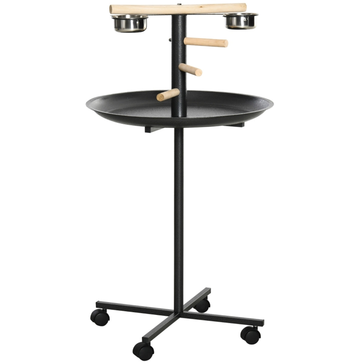 cortex-london-windsor-bird-feeding-stand-grey-stainless-steel-bowls-wood-perch