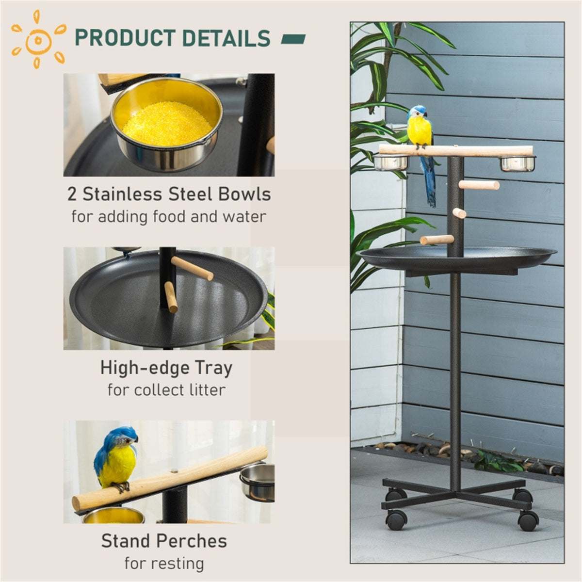 cortex-london-windsor-bird-feeding-stand-grey-stainless-steel-bowls-wood-perch
