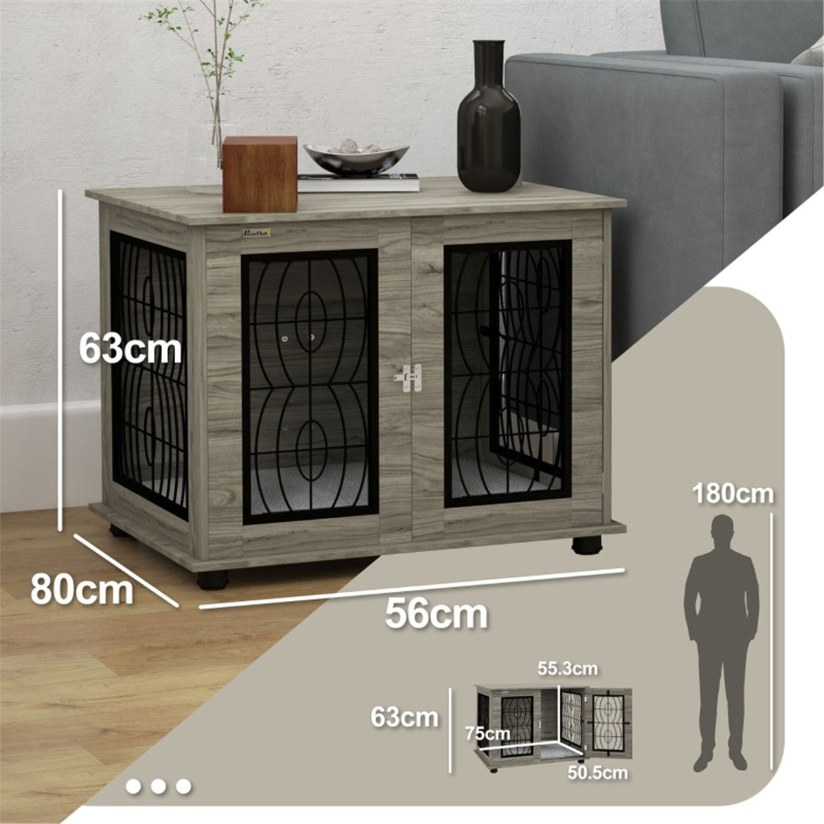 cortex-london-kensington-grey-dog-crate-side-table
