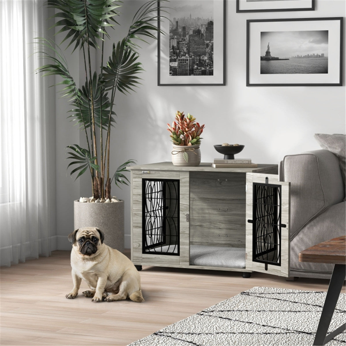 cortex-london-kensington-grey-dog-crate-side-table