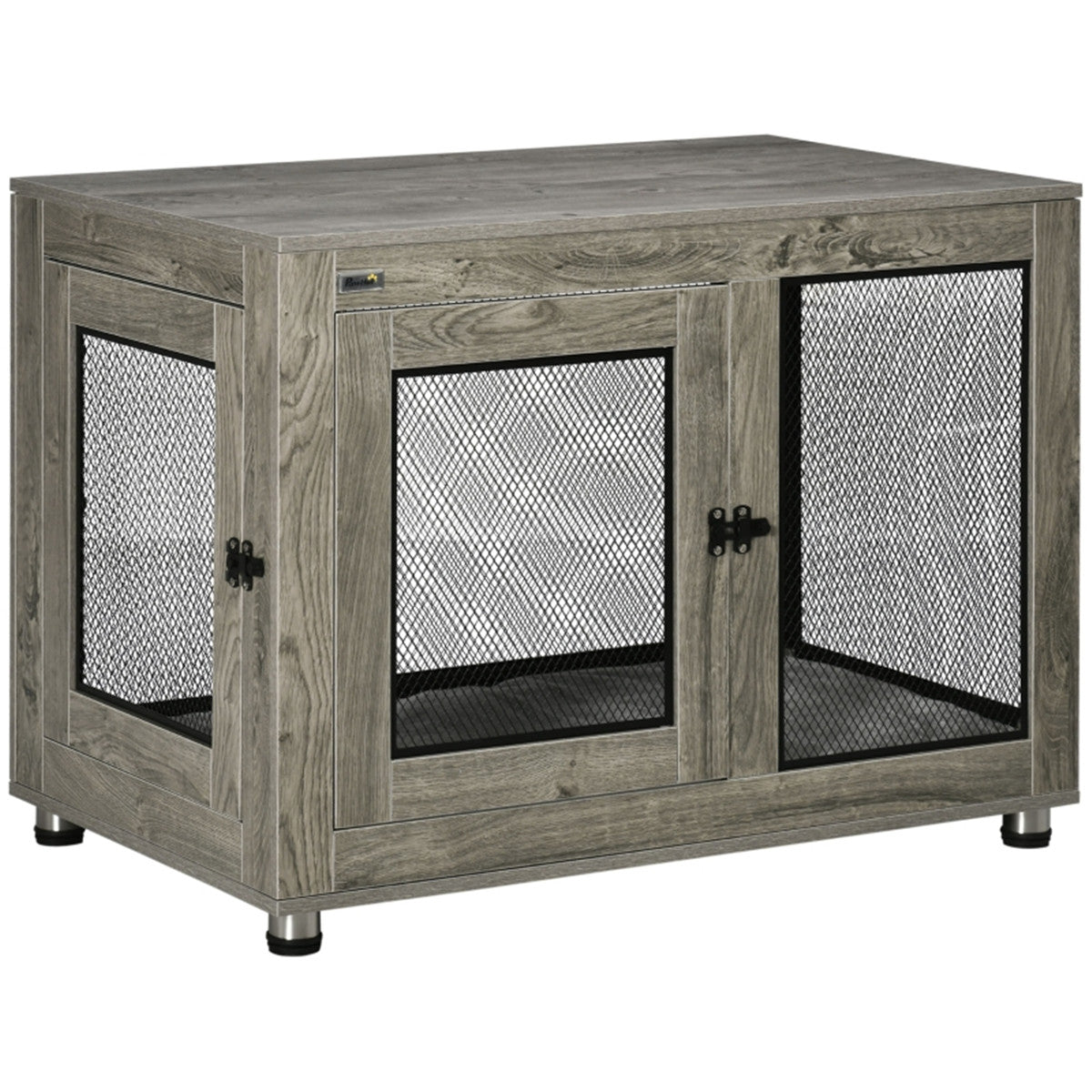 cortex-london-windsor-large-dog-crate-side-table-grey-black-cushion