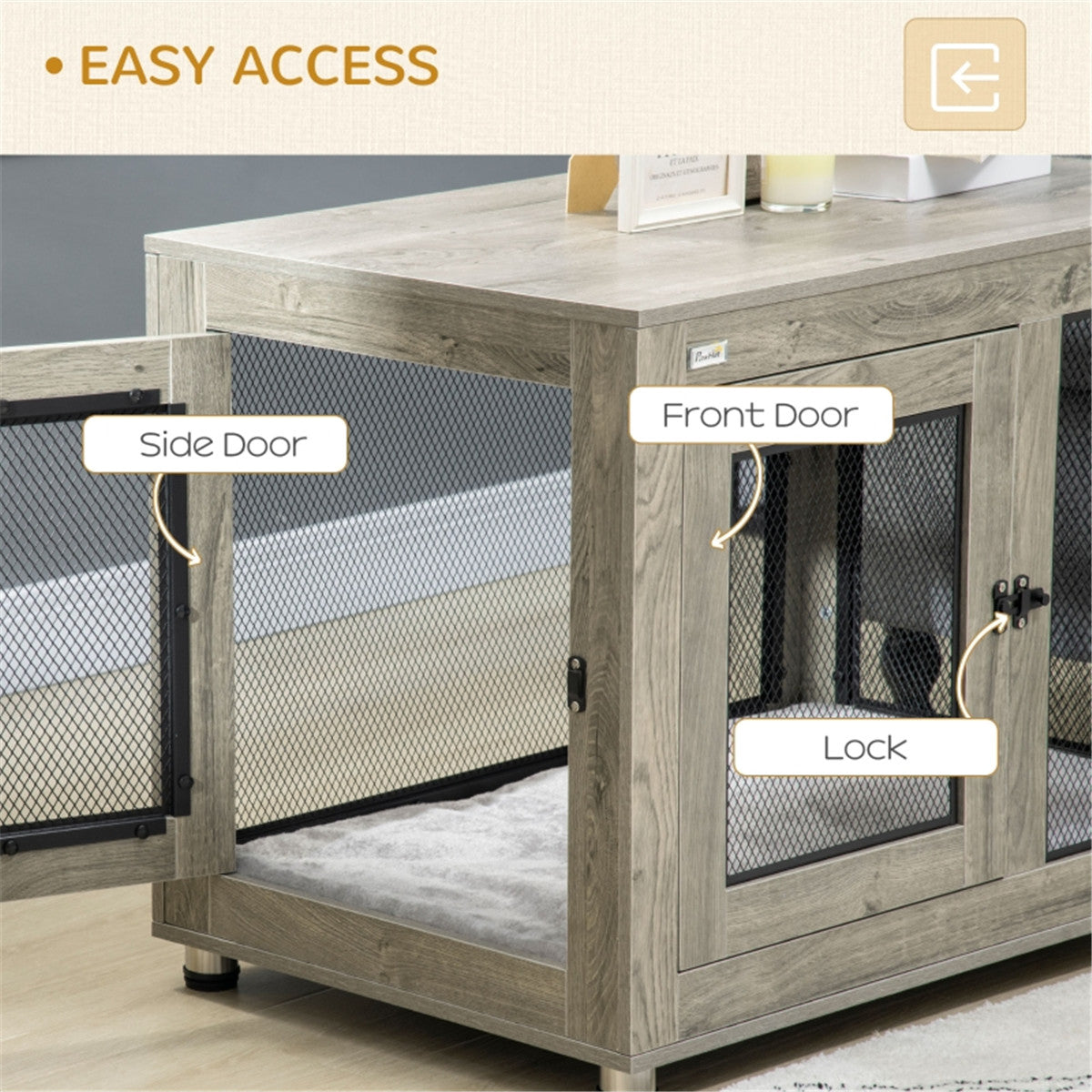 cortex-london-windsor-large-dog-crate-side-table-grey-black-cushion