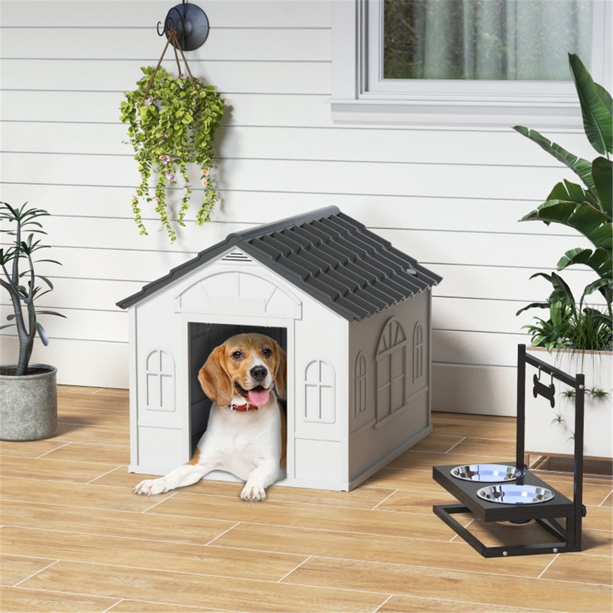 cortex-london-windsor-cottage-dog-kennel-house-grey-white-water-resistant-pp