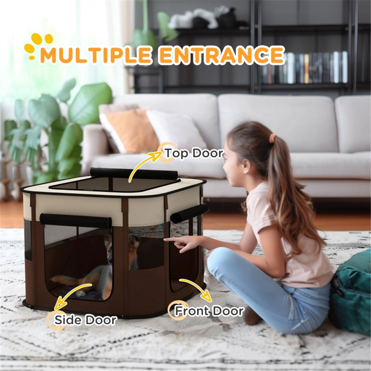 cortex-london-york-pet-playpen-brown-cream-white-black-mesh-windows