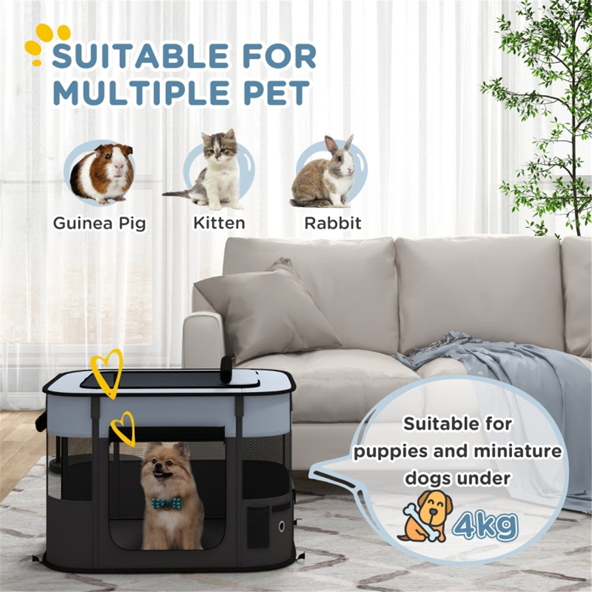 cortex-london-windsor-foldable-pet-playpen-carrier-grey-blue-black