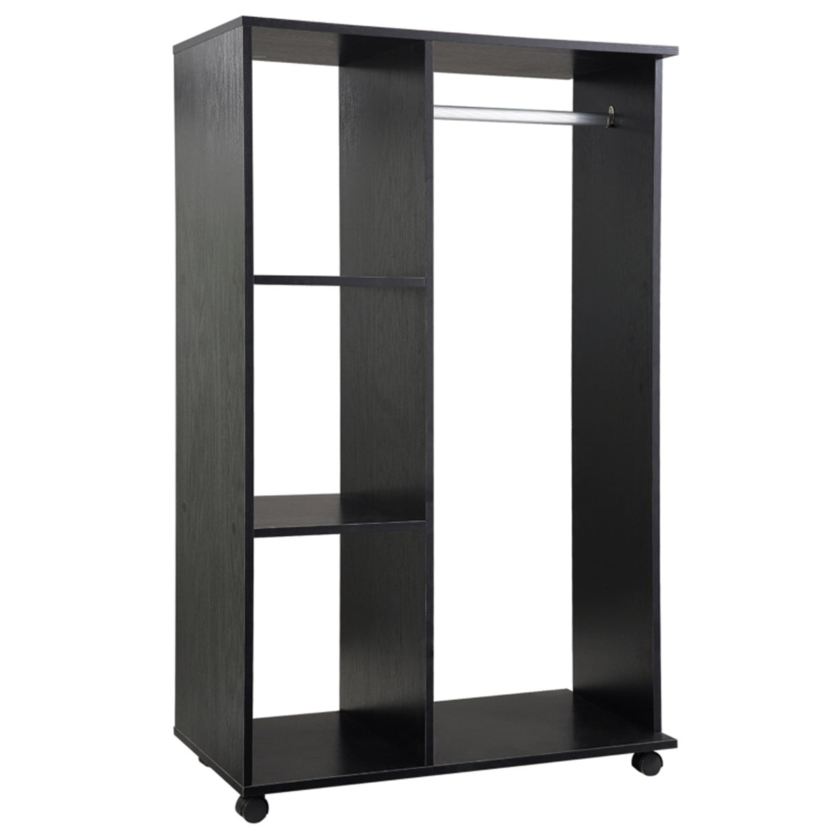 cortex-london-chester-black-rolling-wardrobe-with-aluminium-rail-and-shelves