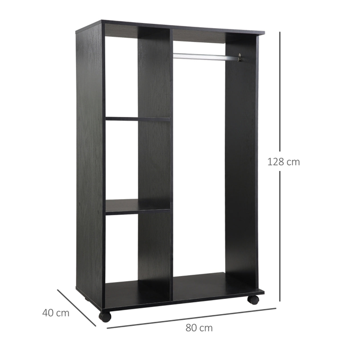 cortex-london-chester-black-rolling-wardrobe-with-aluminium-rail-and-shelves