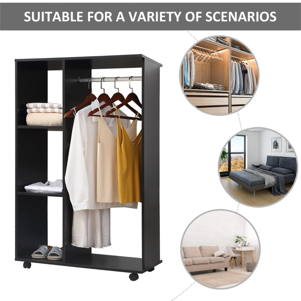 cortex-london-chester-black-rolling-wardrobe-with-aluminium-rail-and-shelves