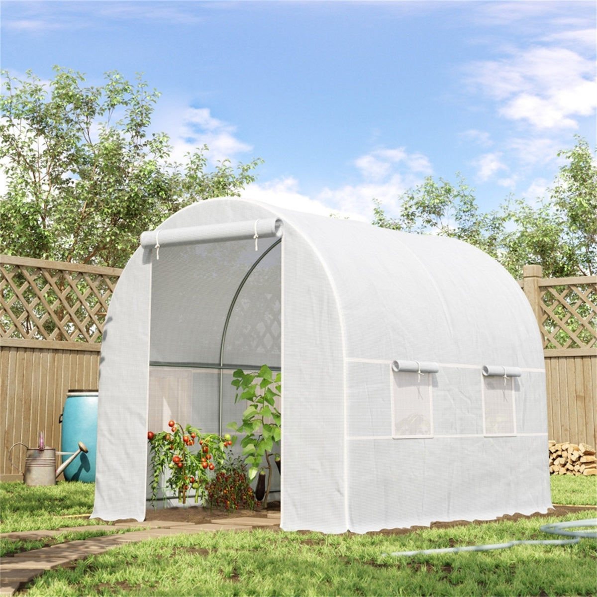 cortex-london-kew-walk-in-polytunnel-greenhouse-white-steel-frame-pe-gridding-cloth