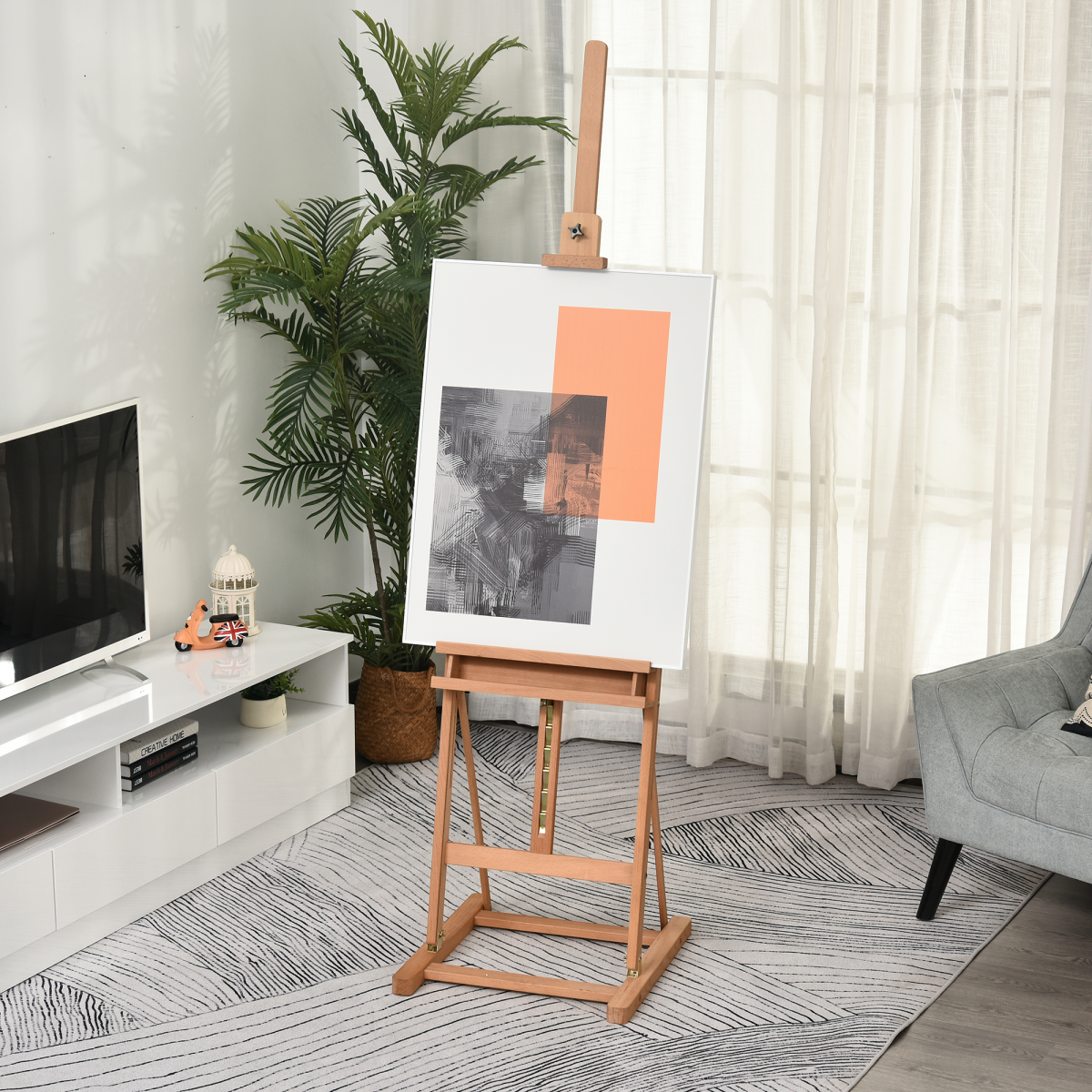 cortex-london-windsor-adjustable-h-frame-studio-easel-beech-wood-canvas-holder-storage-tray