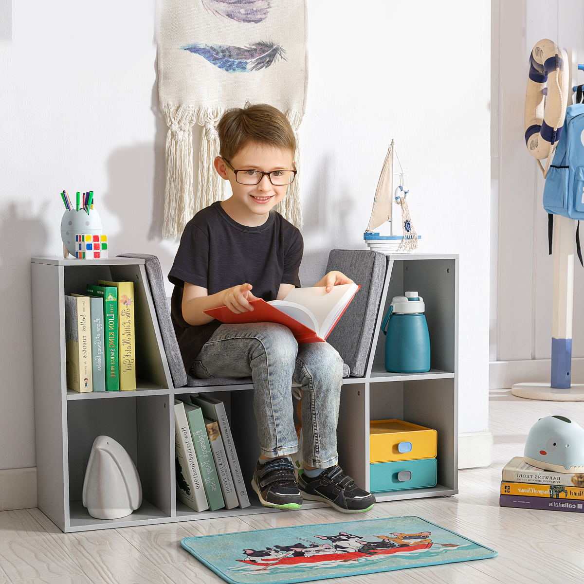 cortex-london-windsor-kids-storage-cabinet-six-compartments-grey-homcom