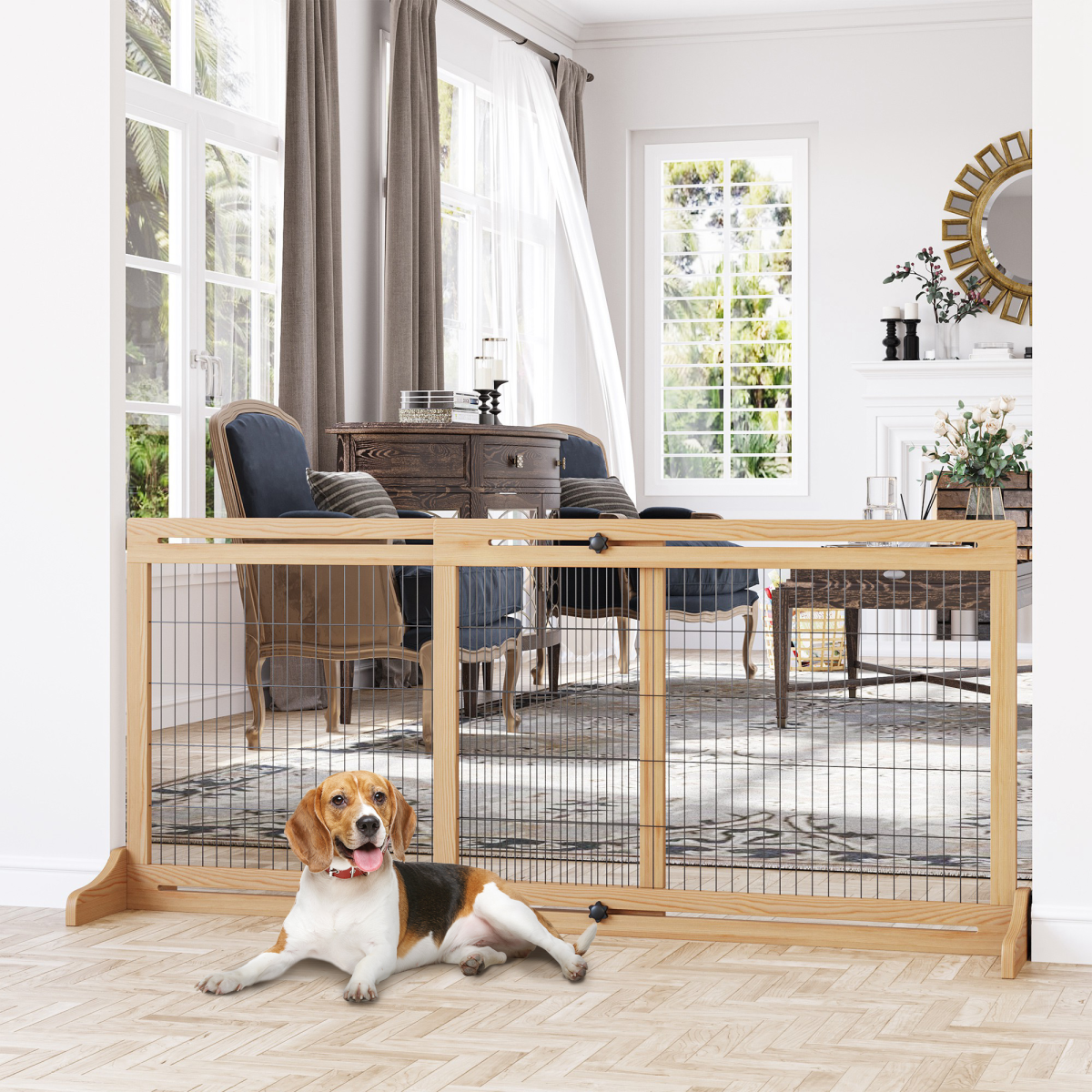 cortex-london-windsor-adjustable-wooden-pet-gate-freestanding-dog-barrier