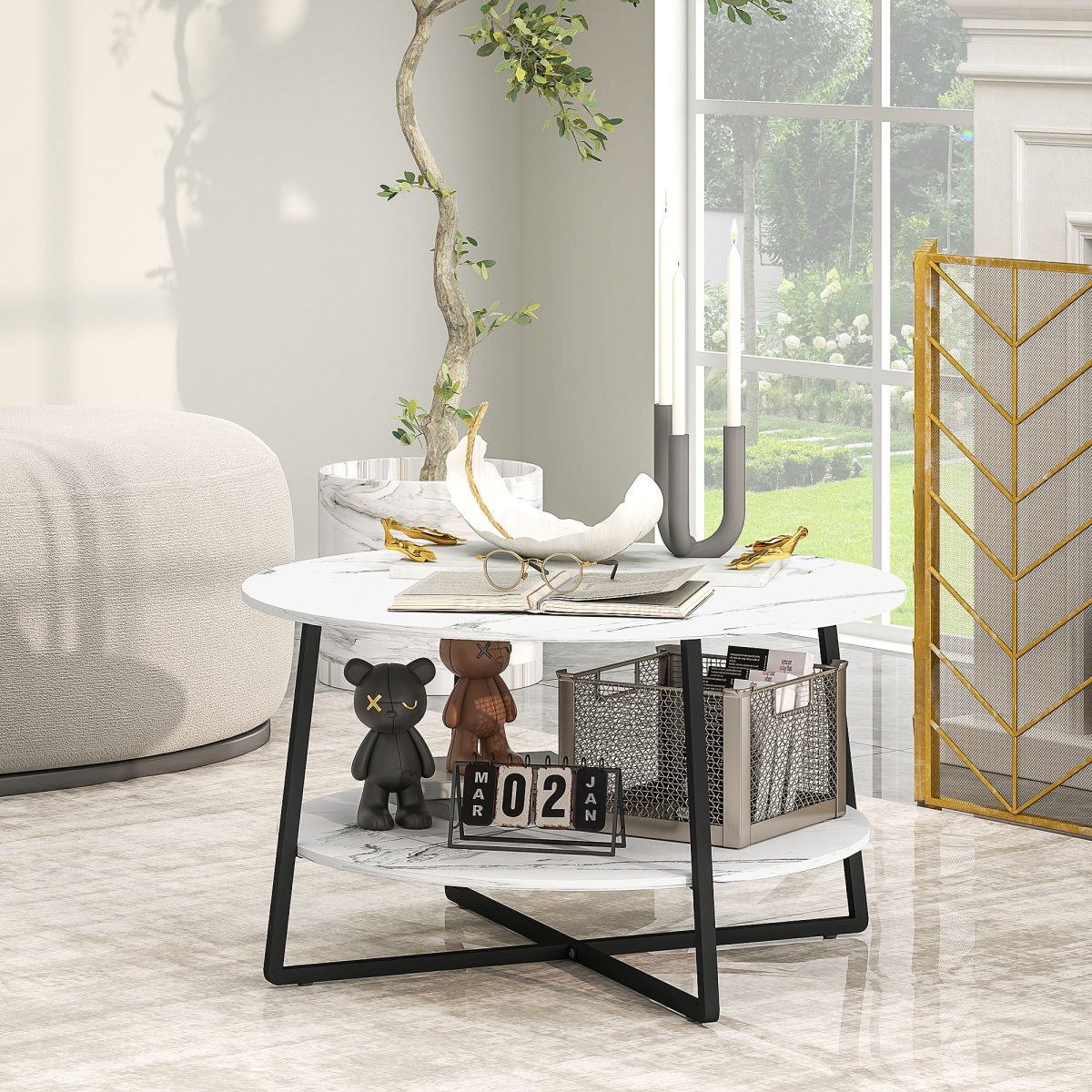 cortex-london-windsor-marble-effect-round-coffee-table-with-storage-shelf-white