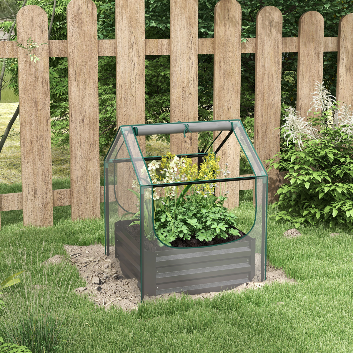 cortex-london-windsor-raised-garden-bed-planter-greenhouse-clear-dark-grey