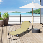 Reclining Lounge Chair with 3-Level Adjustable Backrest, Beige