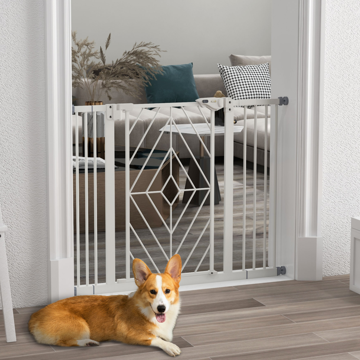 cortex-london-windsor-pressure-fit-dog-safety-gate-auto-closing-white-steel-74-to-100cm
