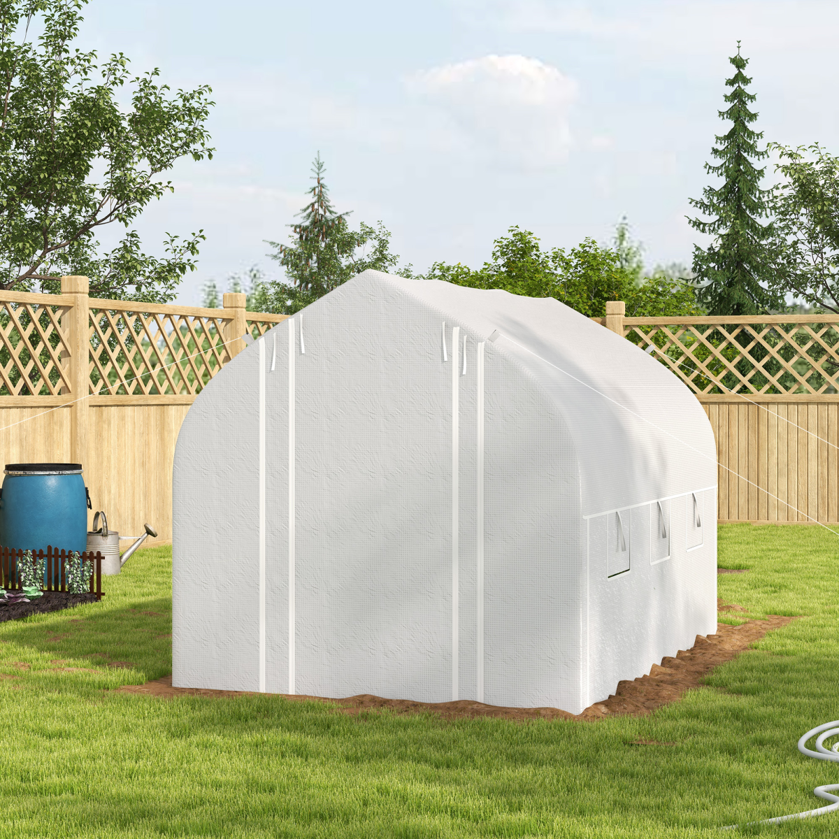 cortex-london-york-3-x-2m-white-polytunnel-greenhouse-roll-up-sidewalls-mesh-door-plant-labels