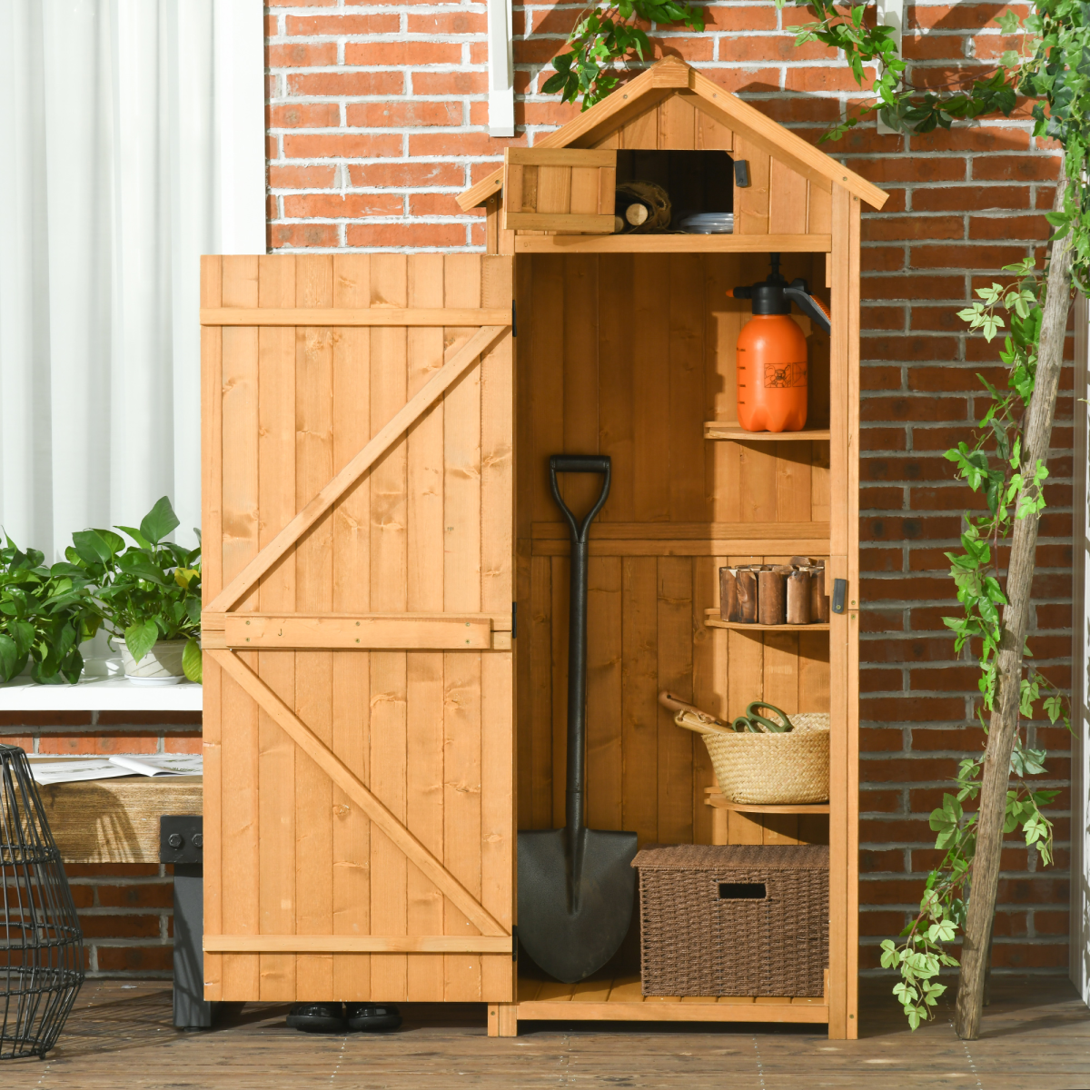 cortex-london-windsor-garden-utility-shed-three-shelves-wood-outdoor-brown
