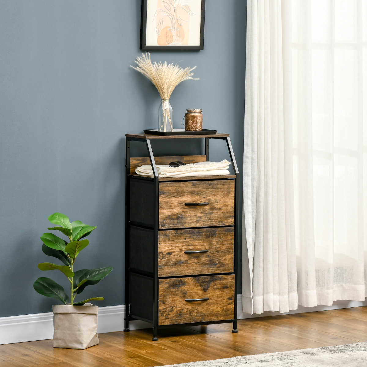 cortex-london-kensington-industrial-storage-cabinet-three-drawers-two-shelves