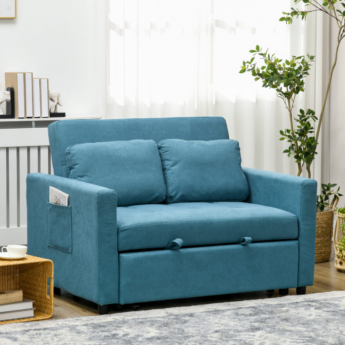 cortex-london-york-blue-two-seater-sofa-bed-click-clack-linen-look-eucalyptus-wood-frame