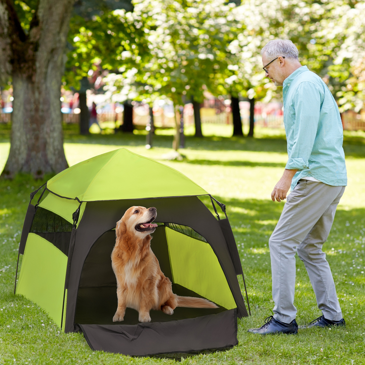 cortex-london-windsor-foldable-dog-cat-tent-waterproof-oxford-cloth-green