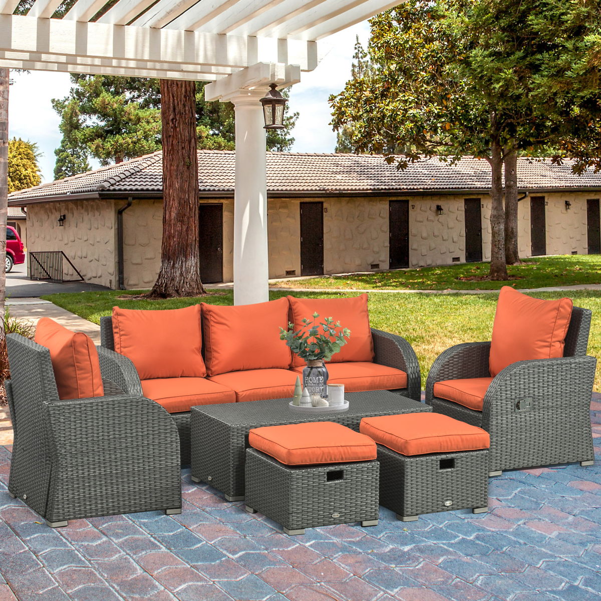 cortex-london-windsor-orange-rattan-reclining-outdoor-sofa-set
