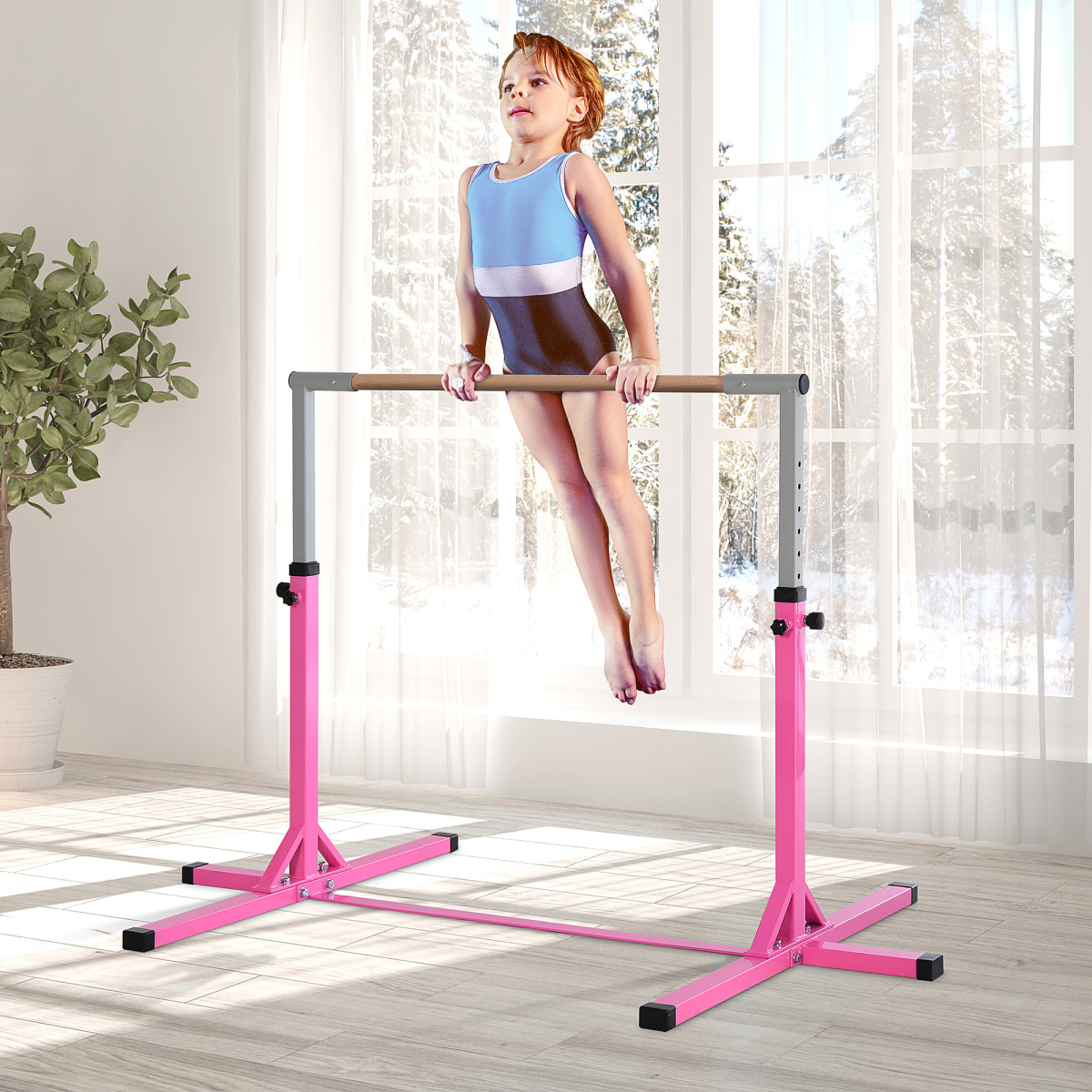cortex-london-windsor-adjustable-kids-gymnastics-horizontal-bar-steel-frame-beech-wood