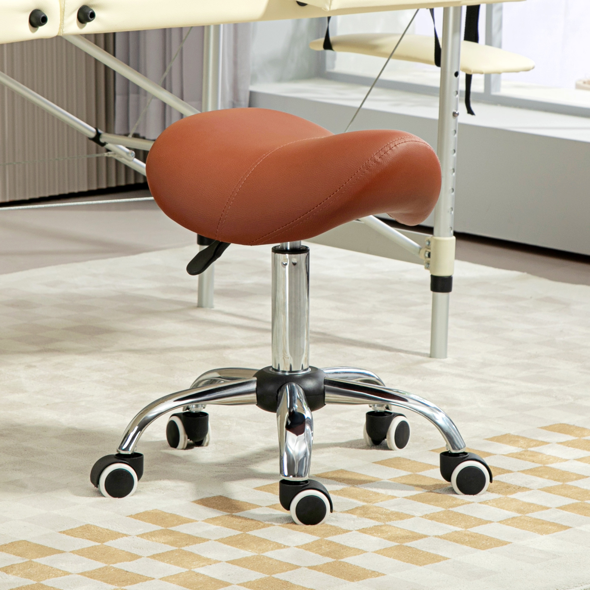 cortex-london-homcom-brown-pu-leather-saddle-stool-adjustable-height