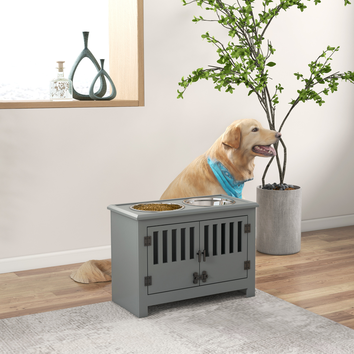 cortex-london-windsor-pawhut-raised-dog-feeding-station-grey