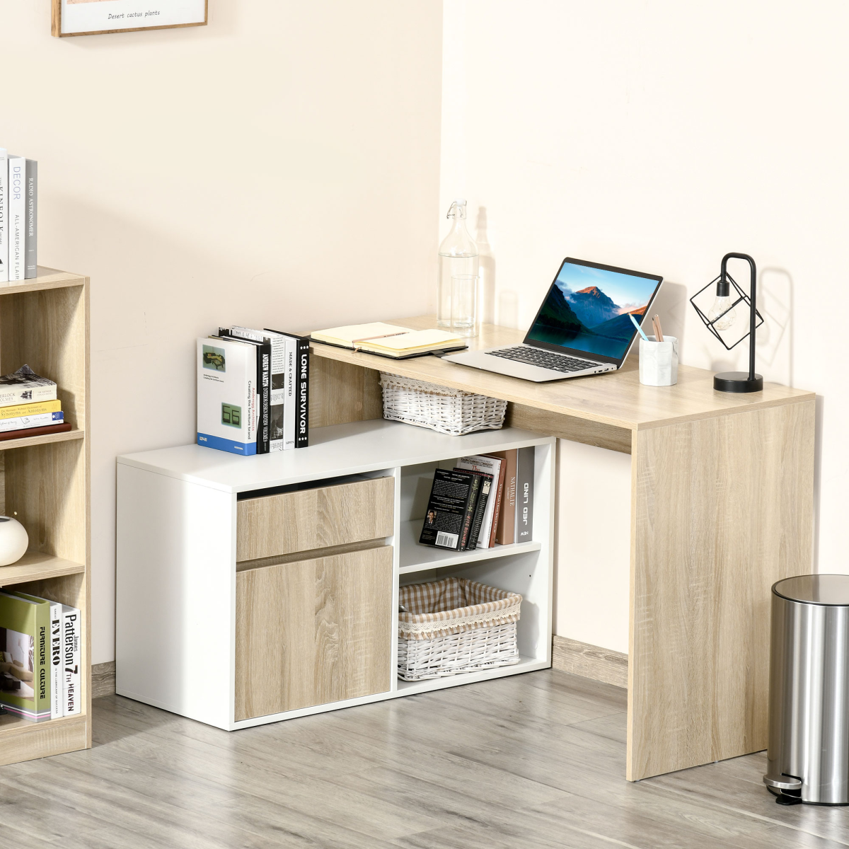 cortex-london-windsor-oak-white-l-shaped-corner-computer-desk-with-cabinet-drawer-and-shelves