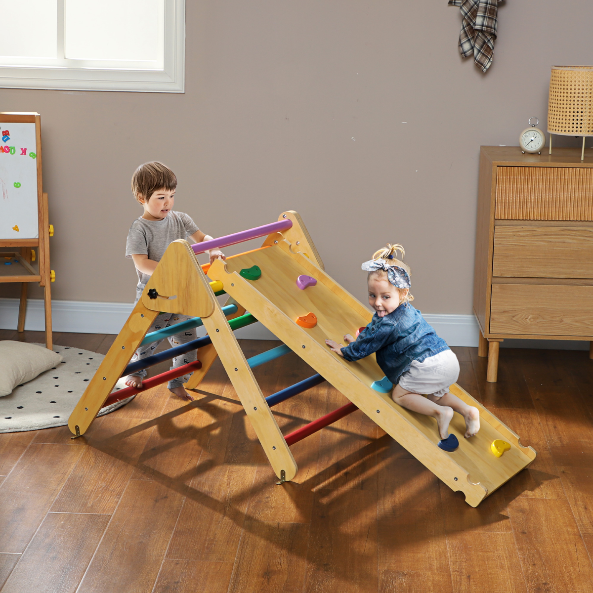 cortex-london-windsor-wooden-indoor-pikler-triangle-slide-set